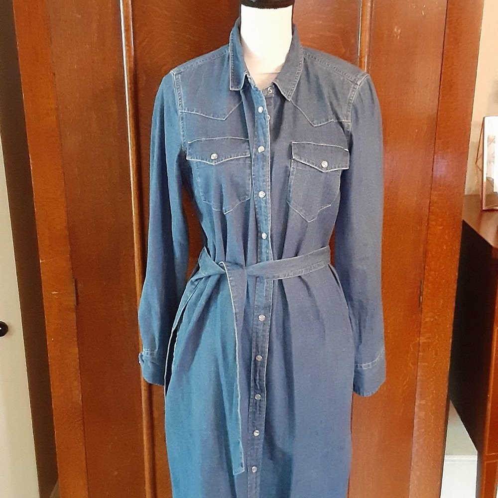 NWOT--J Crew Classic Denim Midi Dress Size 8 Worn Once--No Flaws!